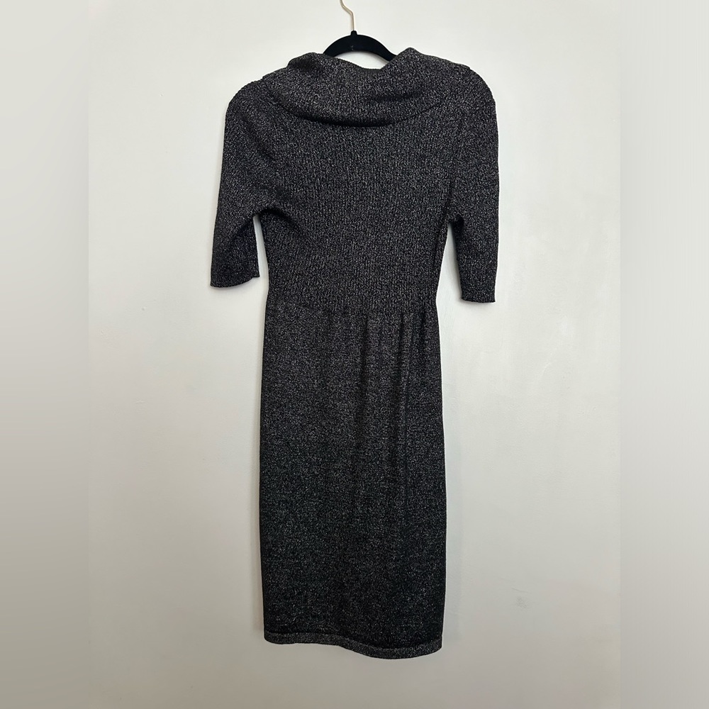 Evan-Picone Short Sleeve Turtle Sweater Dress Black Gold - Picture 3 of 5